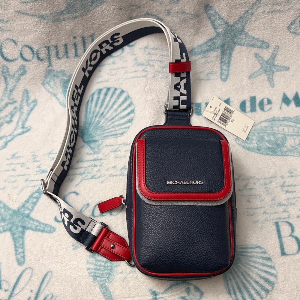 Michael Kors Navy and Red Belt Bag